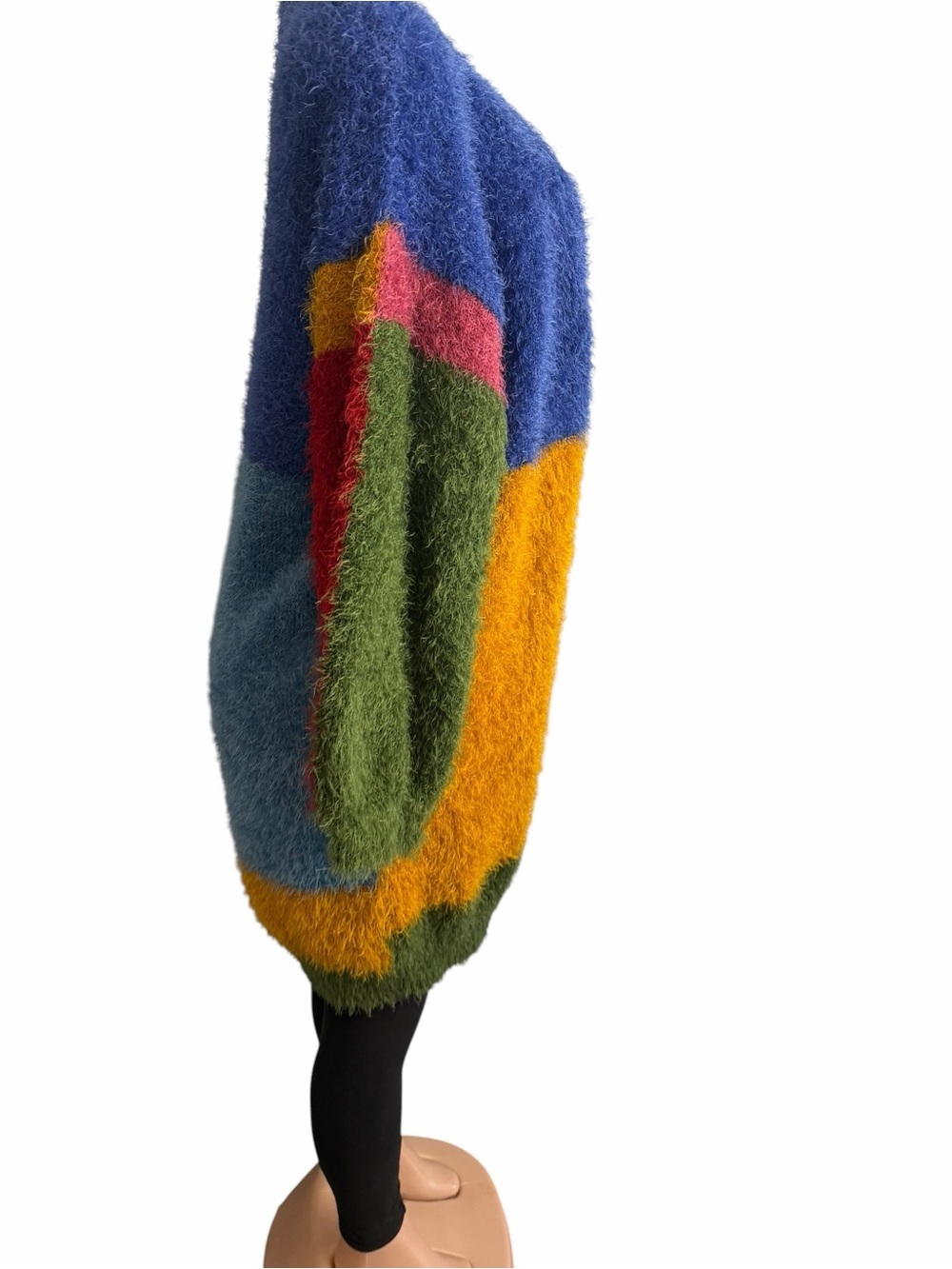 Farm Rio Colorblock Fuzzy Open Front Cardigan Sweater Multi - Picture 6 of 11